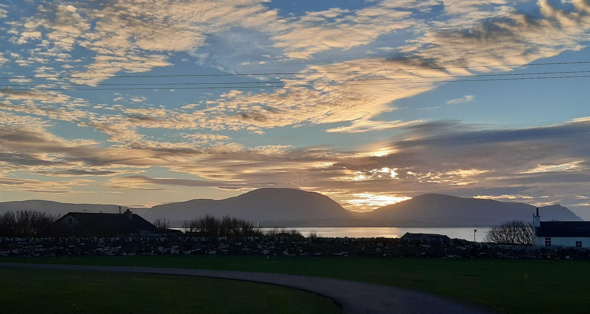 Sunset over the Hoy hills seen from the cottage